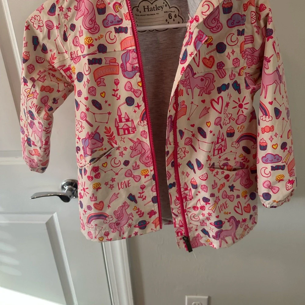 Hatley Kids Magical Unicorn Raincoat - Pink and Cream - Picture 1 of 2